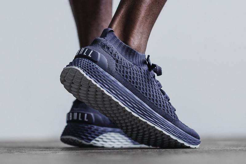 Navy Nobull Reflective Knit Runner Men's Running Shoes | CA F1076D